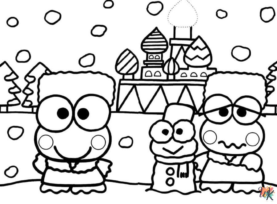 Keroppi themed coloring pages