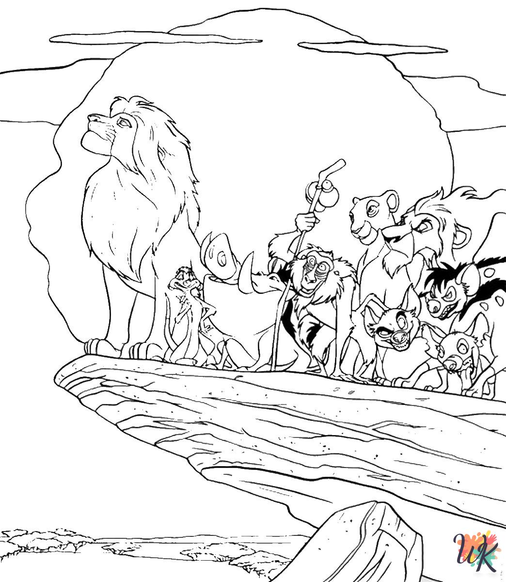 free full size printable Lion King coloring pages for adults pdf