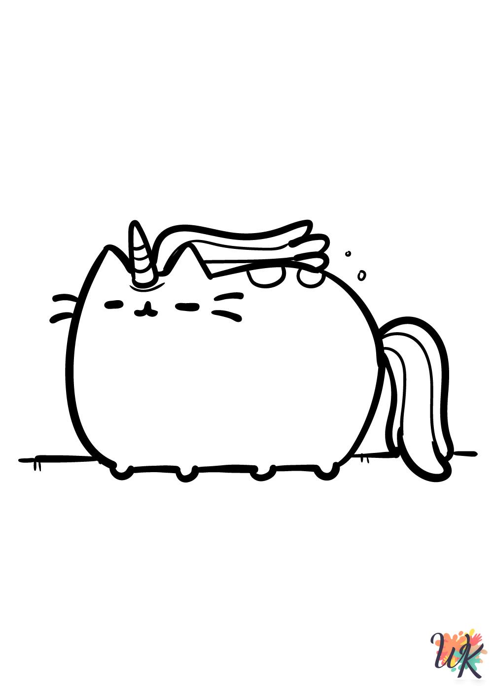 easy Pusheen coloring pages