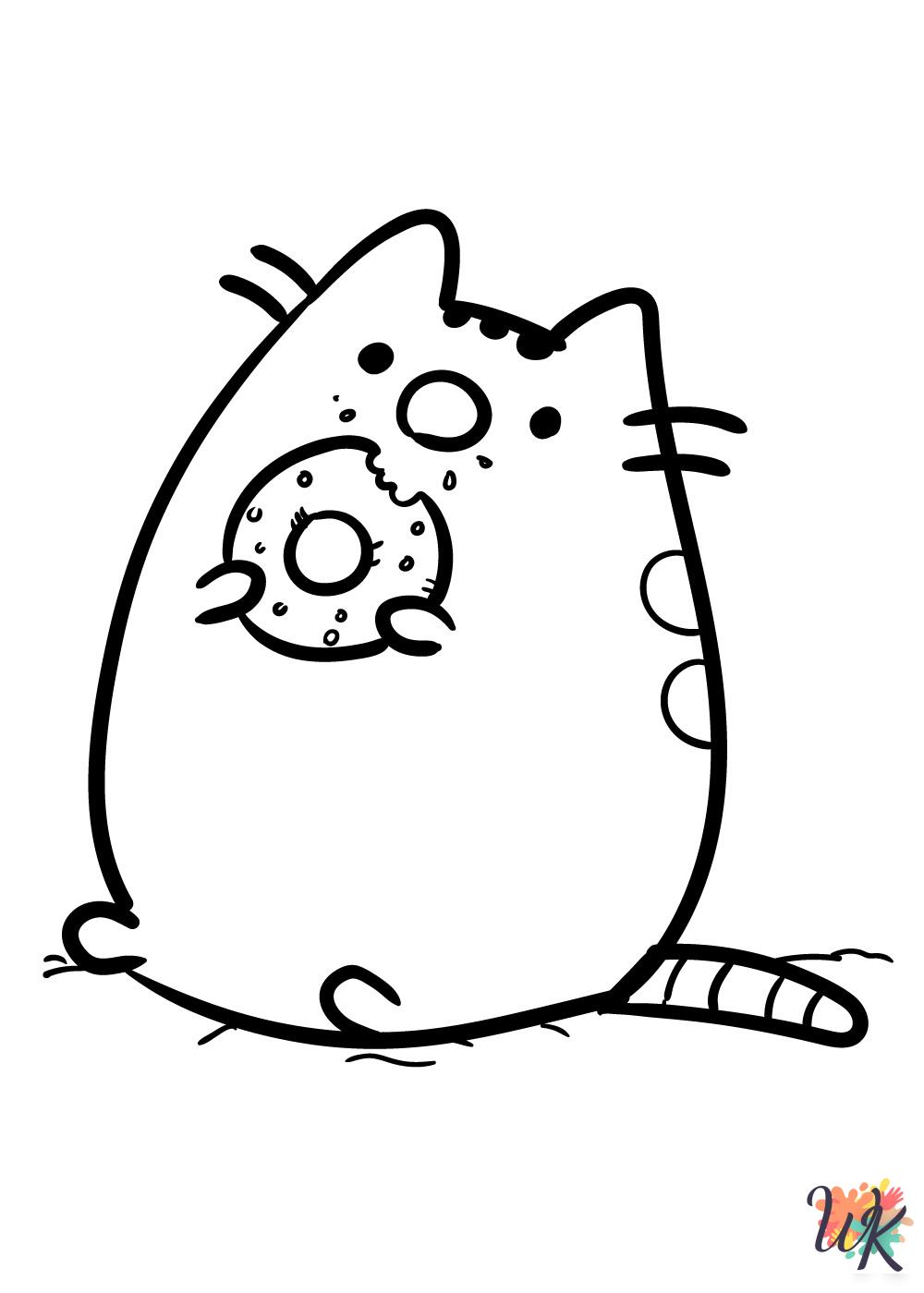 Pusheen coloring pages for preschoolers