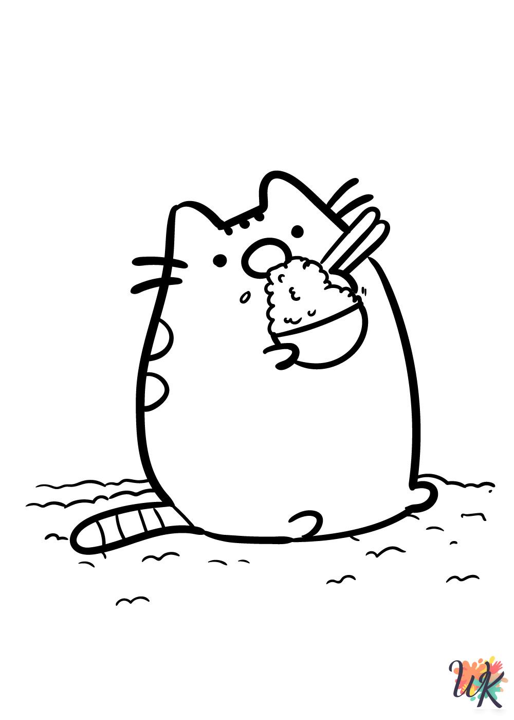 hard Pusheen coloring pages