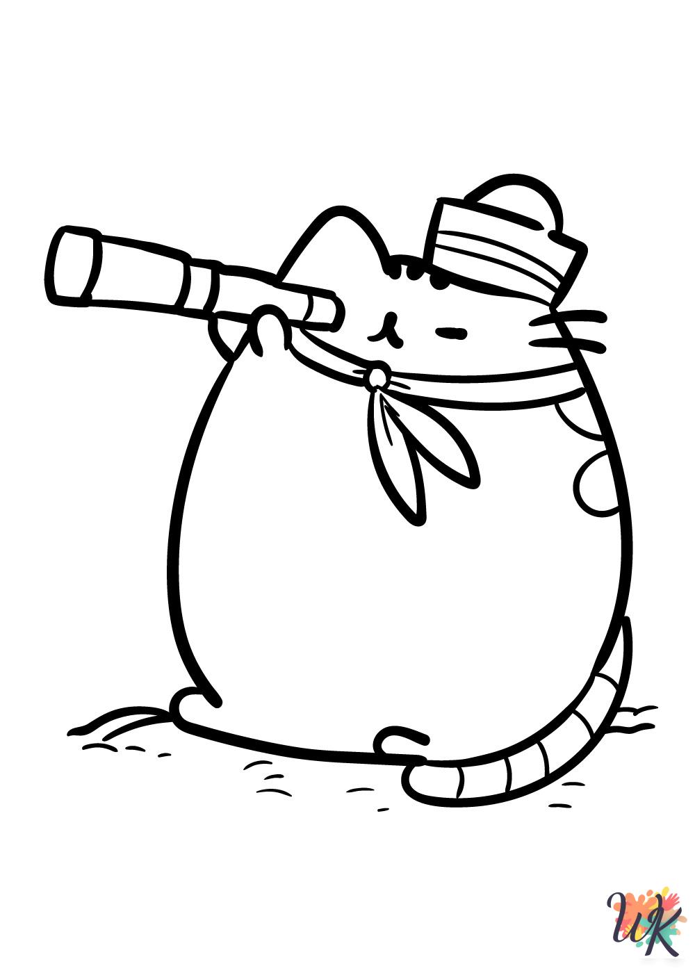 free printable Pusheen coloring pages for adults