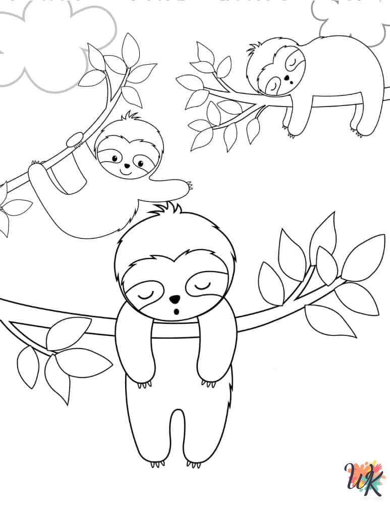 Sloth coloring pages for adults