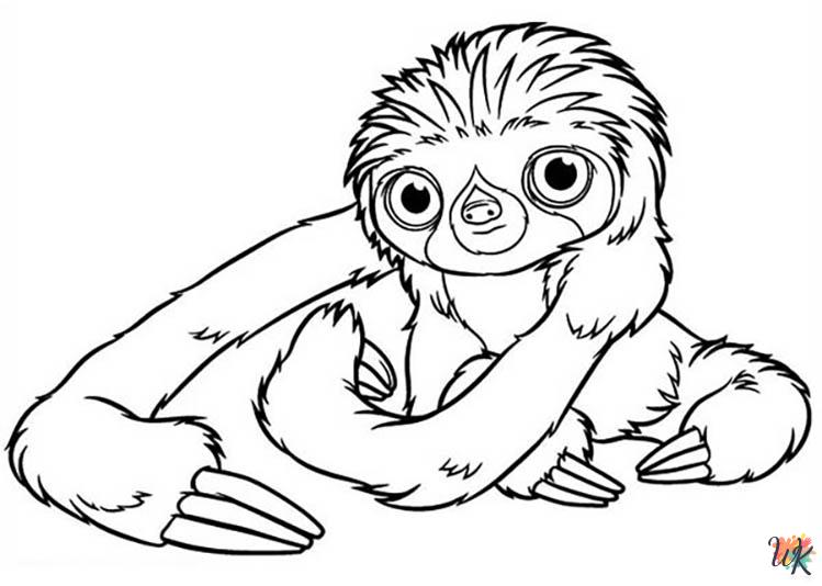 kawaii cute Sloth coloring pages