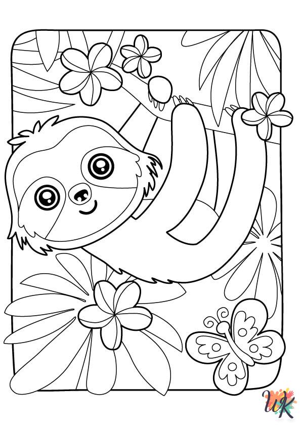 detailed Sloth coloring pages