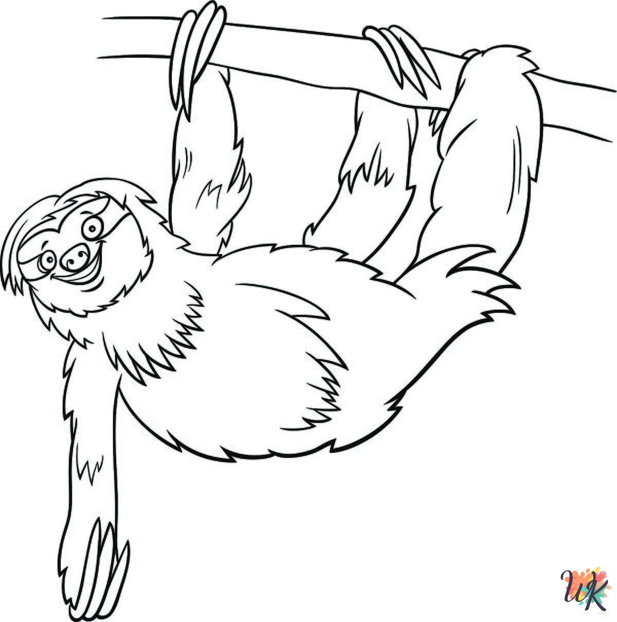 easy cute Sloth coloring pages