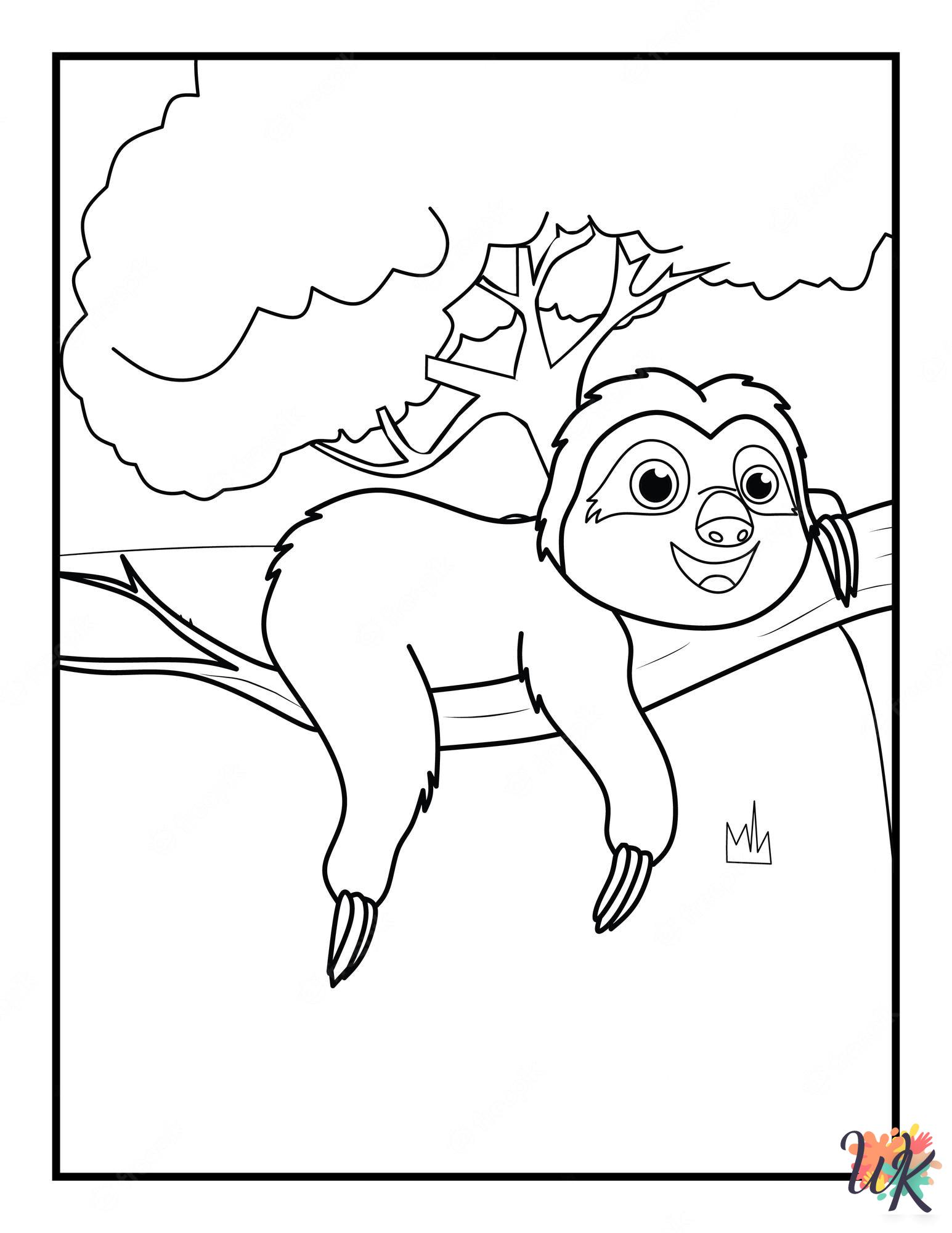 Sloth free coloring pages
