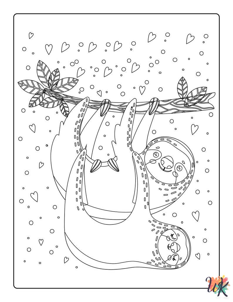 Sloth themed coloring pages