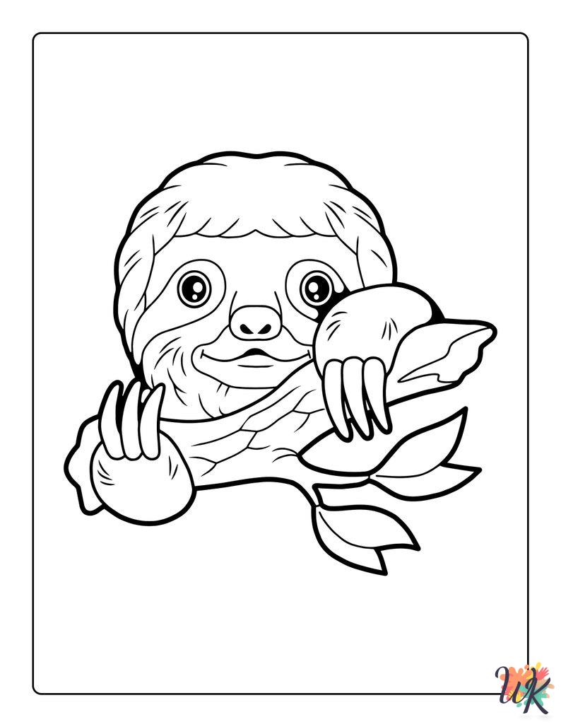 Sloth coloring book pages