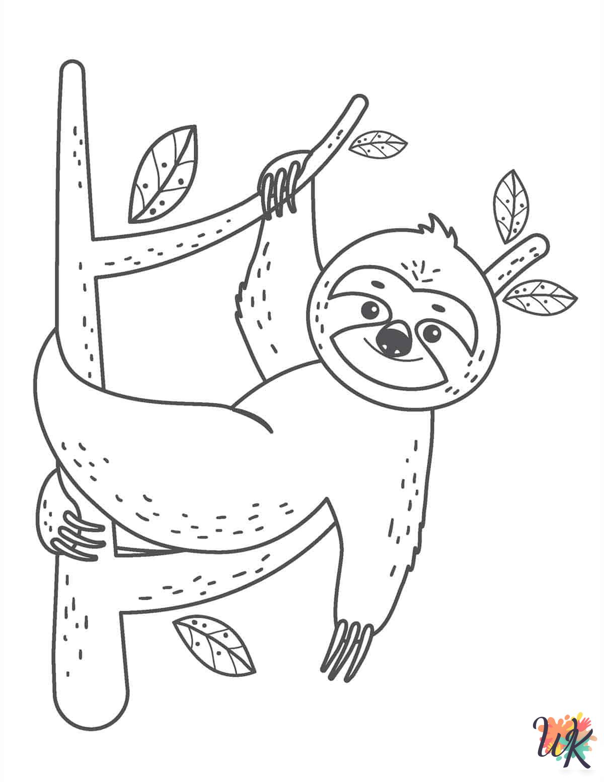 easy Sloth coloring pages