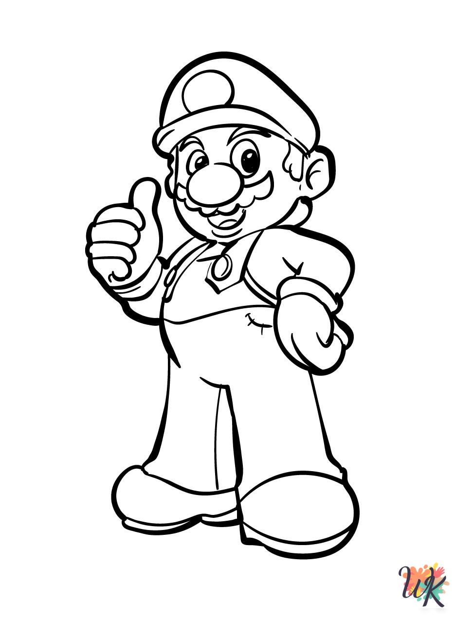 free full size printable Super Mario coloring pages for adults pdf