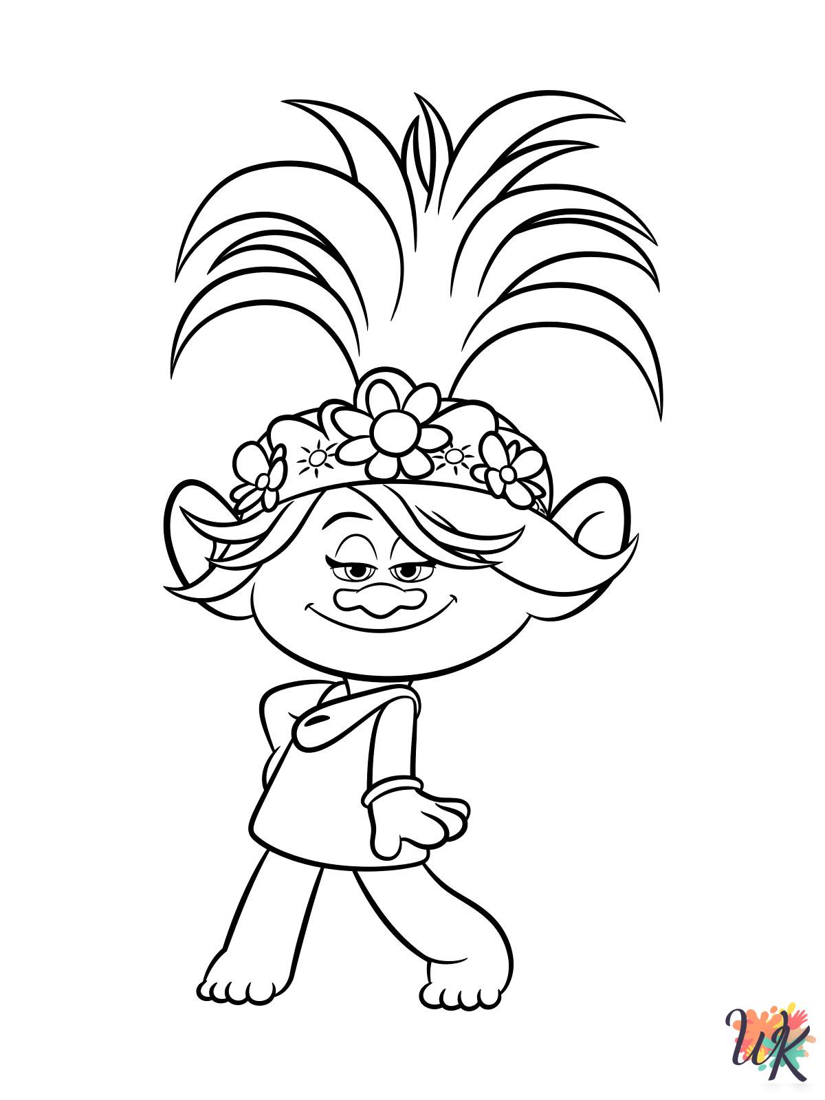 easy cute Trolls coloring pages