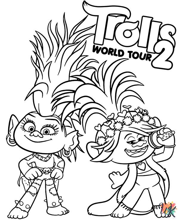 detailed Trolls coloring pages for adults