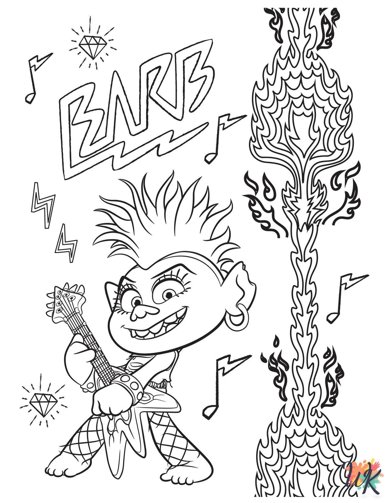 Trolls themed coloring pages