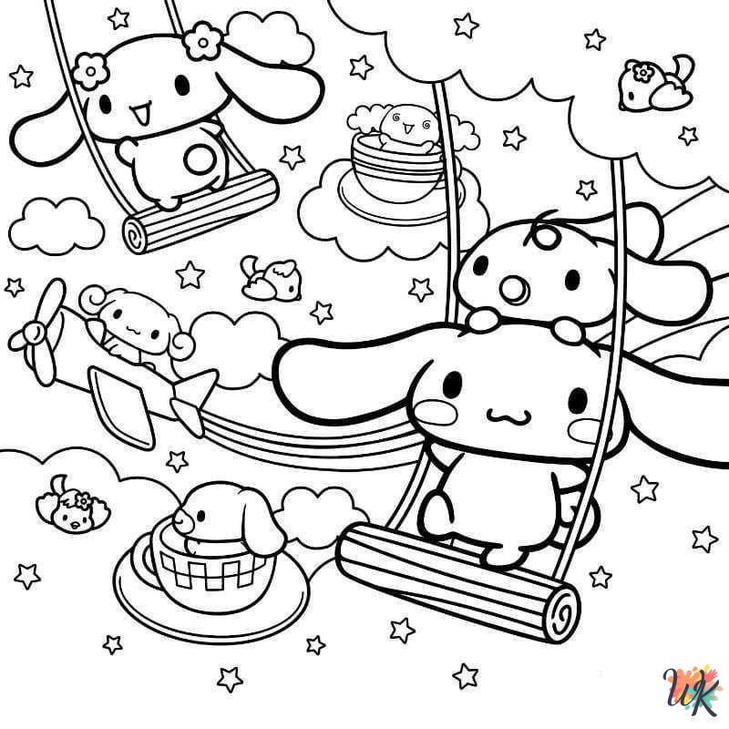 Cinnamoroll themed coloring pages