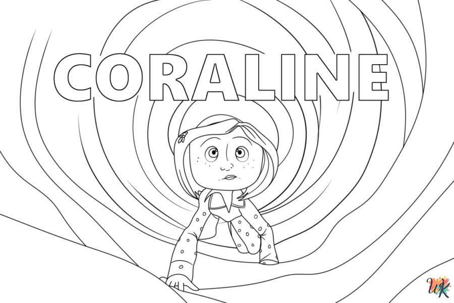 Coraline coloring pages for adults easy