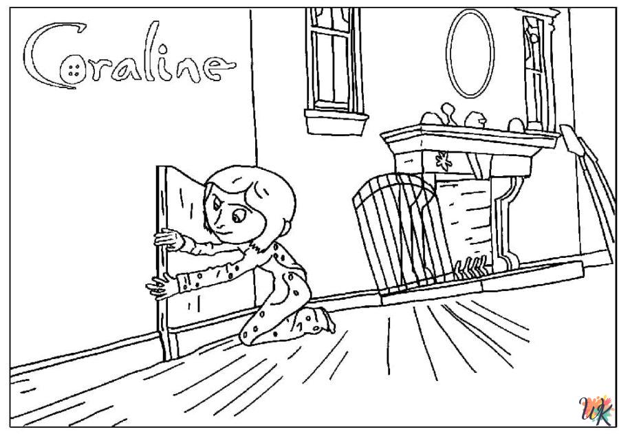 free Coraline coloring pages for adults