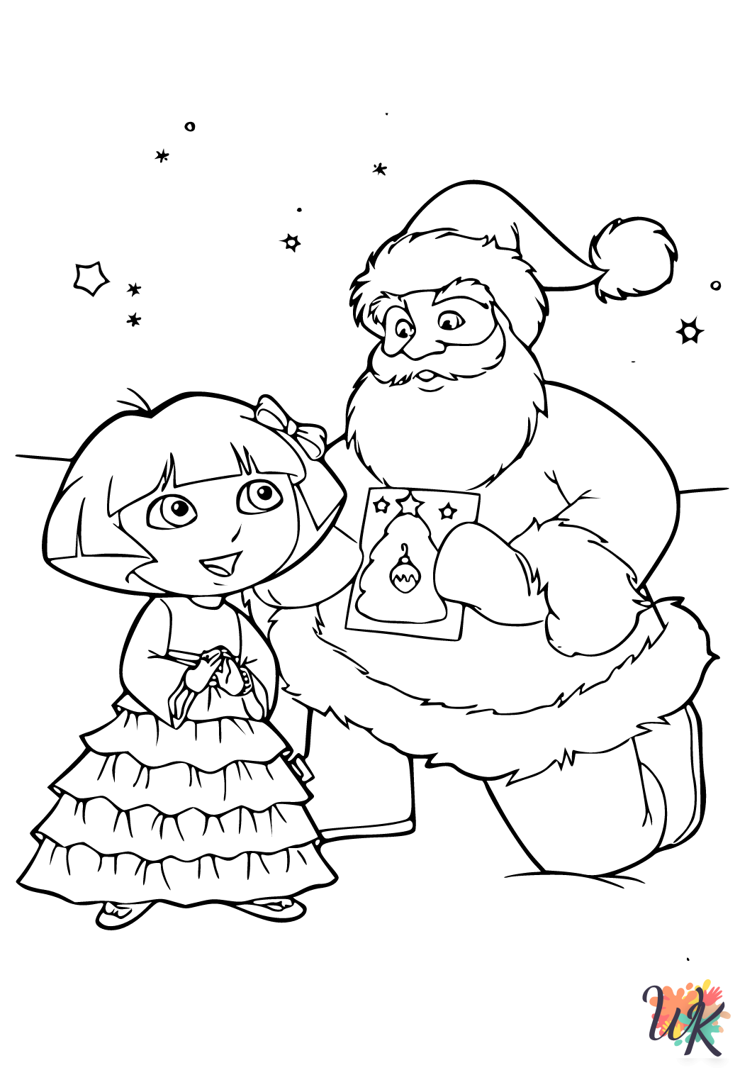 kids Dora Christmas coloring pages