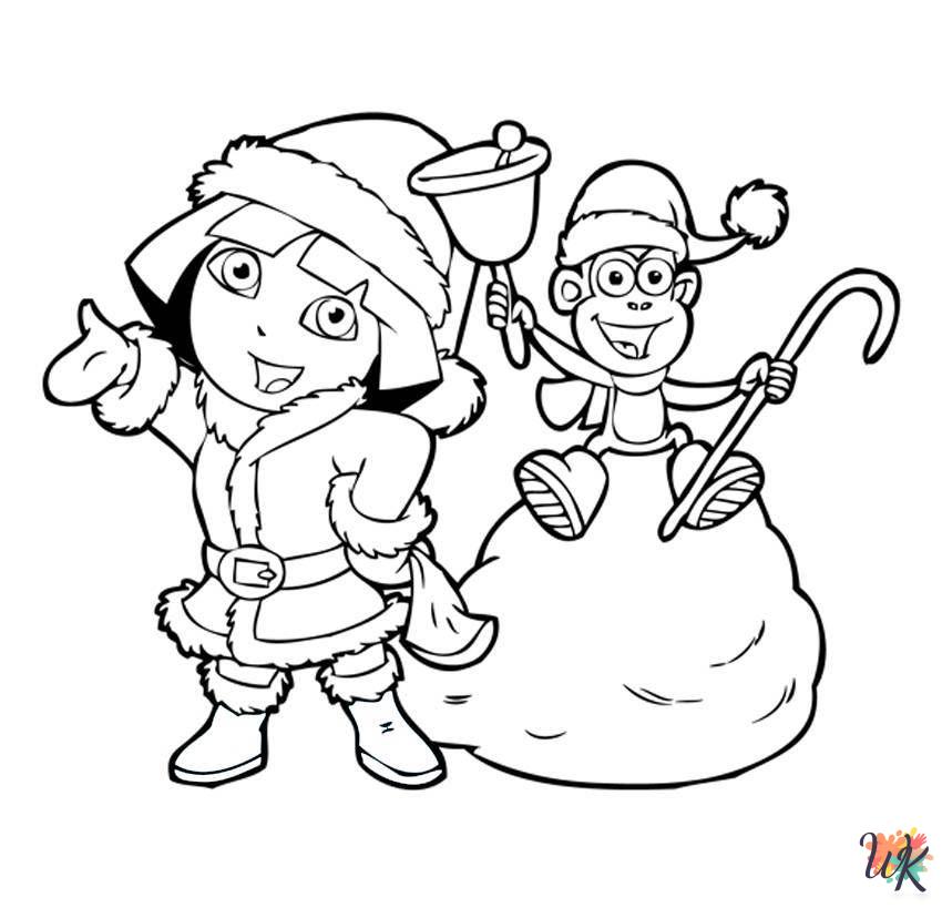free printable coloring pages Dora Christmas