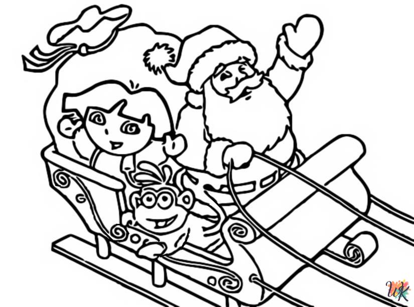 free full size printable Dora Christmas coloring pages for adults pdf