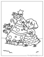 12 Dora Christmas Coloring Pages For Kids - ColoringPagesWK