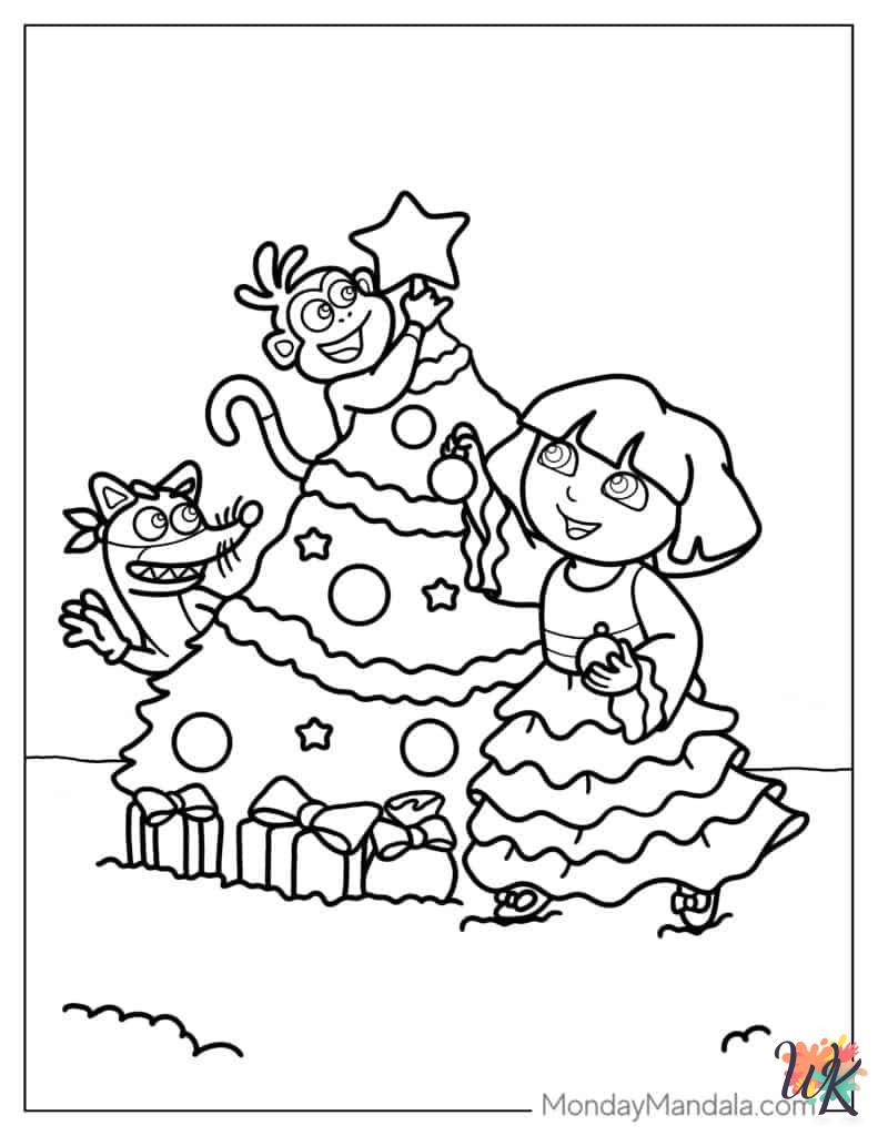 free Dora Christmas coloring pages