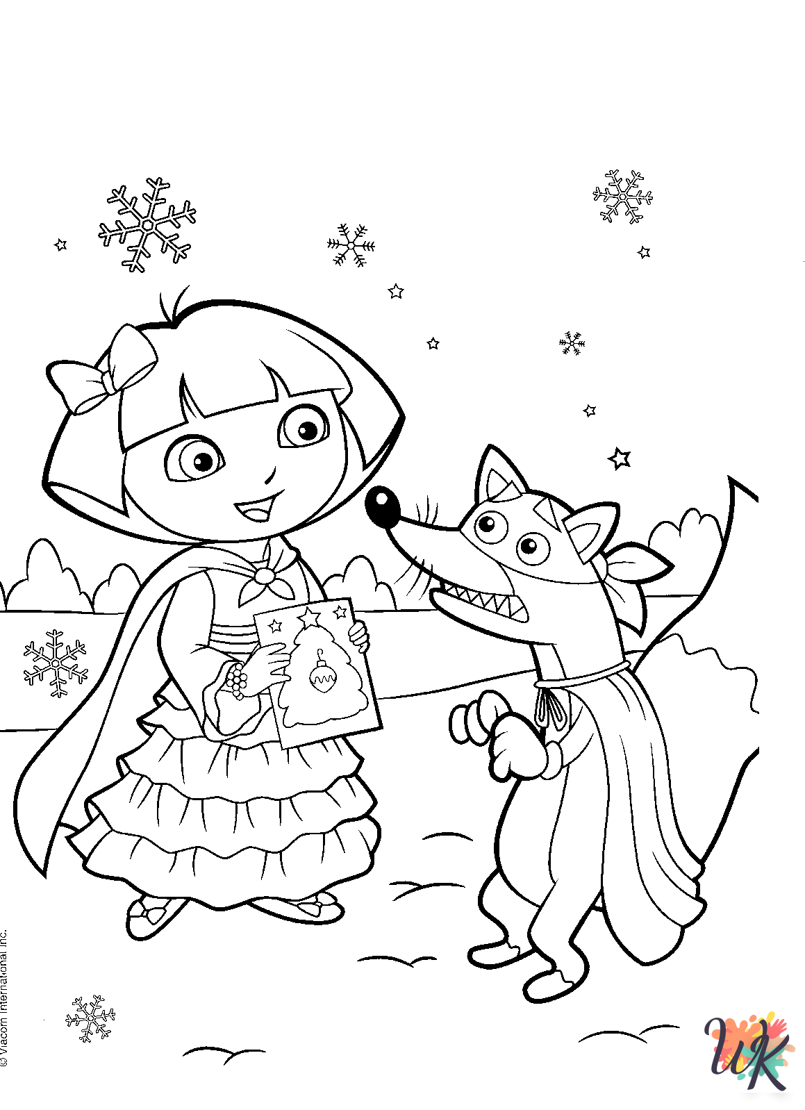 printable Dora Christmas coloring pages