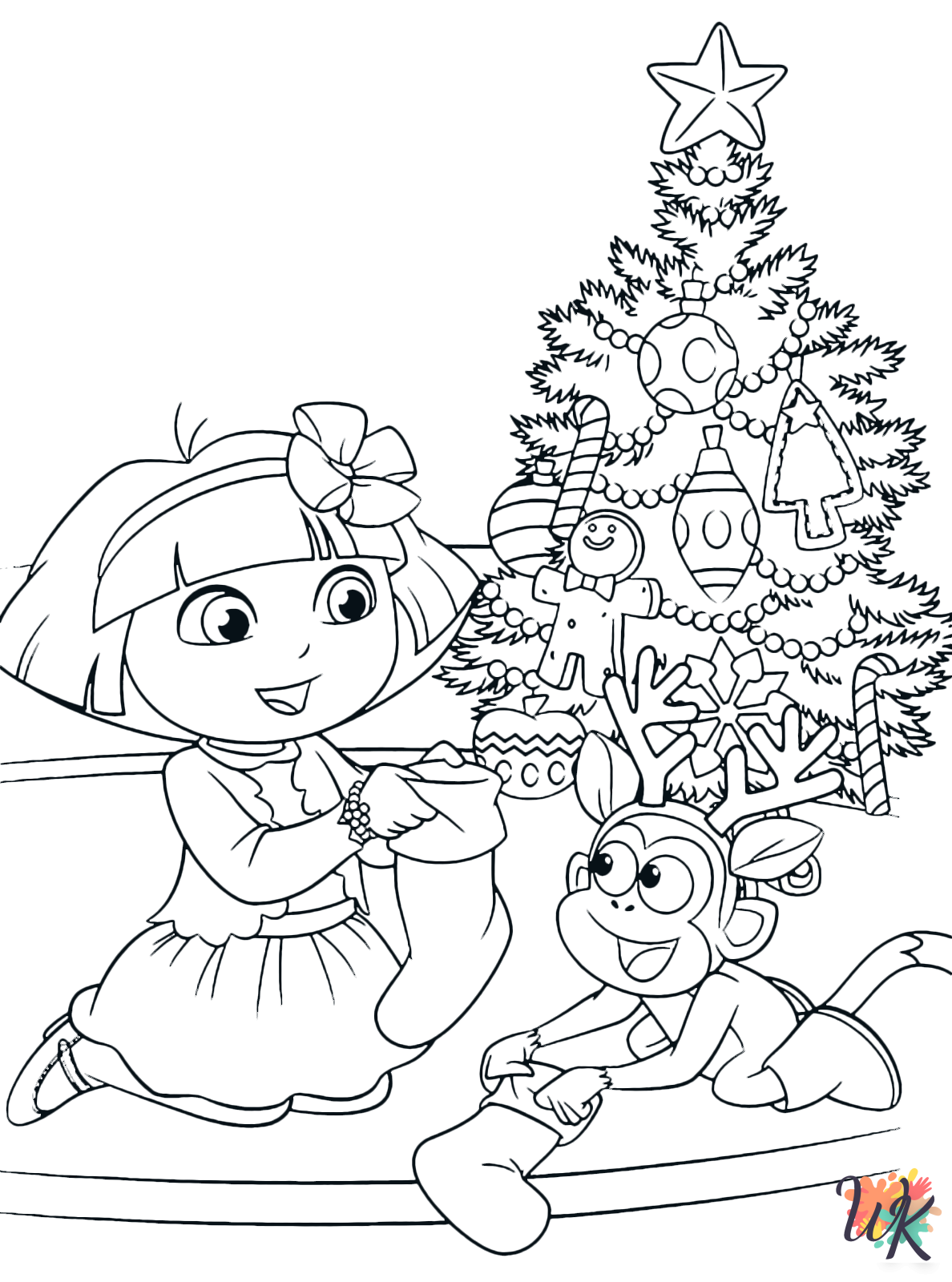 Dora Christmas ornaments coloring pages