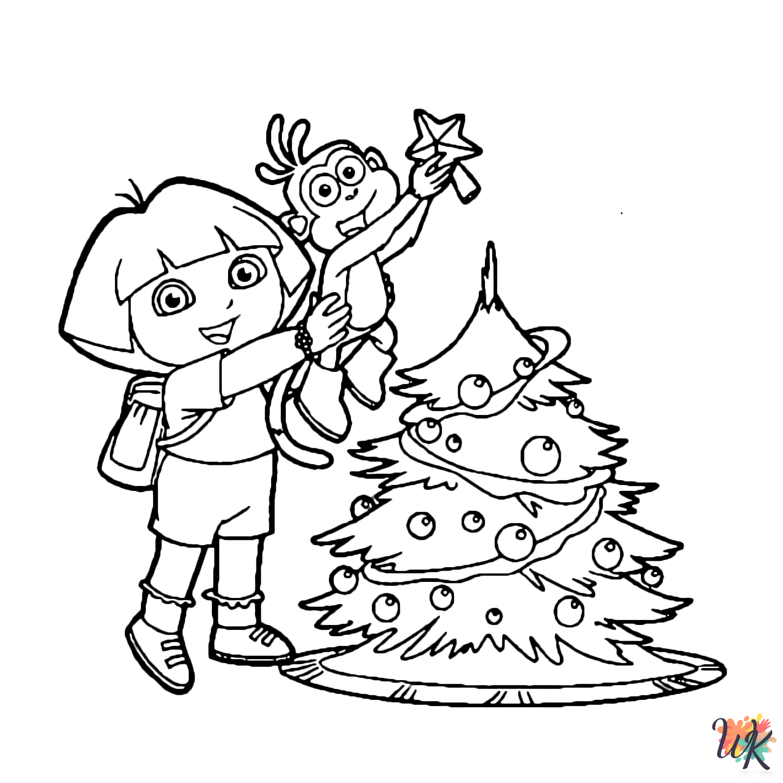 Dora Christmas decorations coloring pages