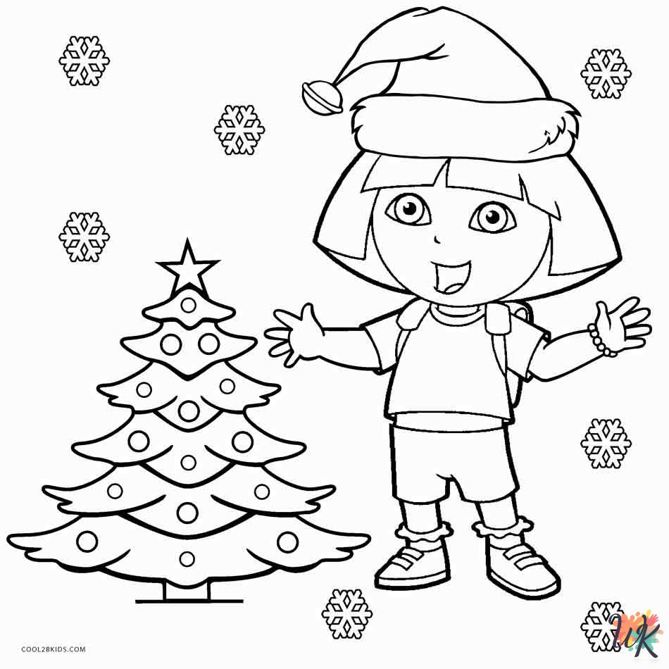 Dora Christmas coloring pages free