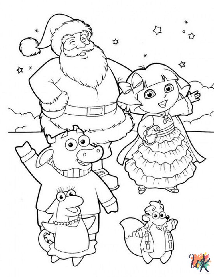 free Dora Christmas coloring pages for kids