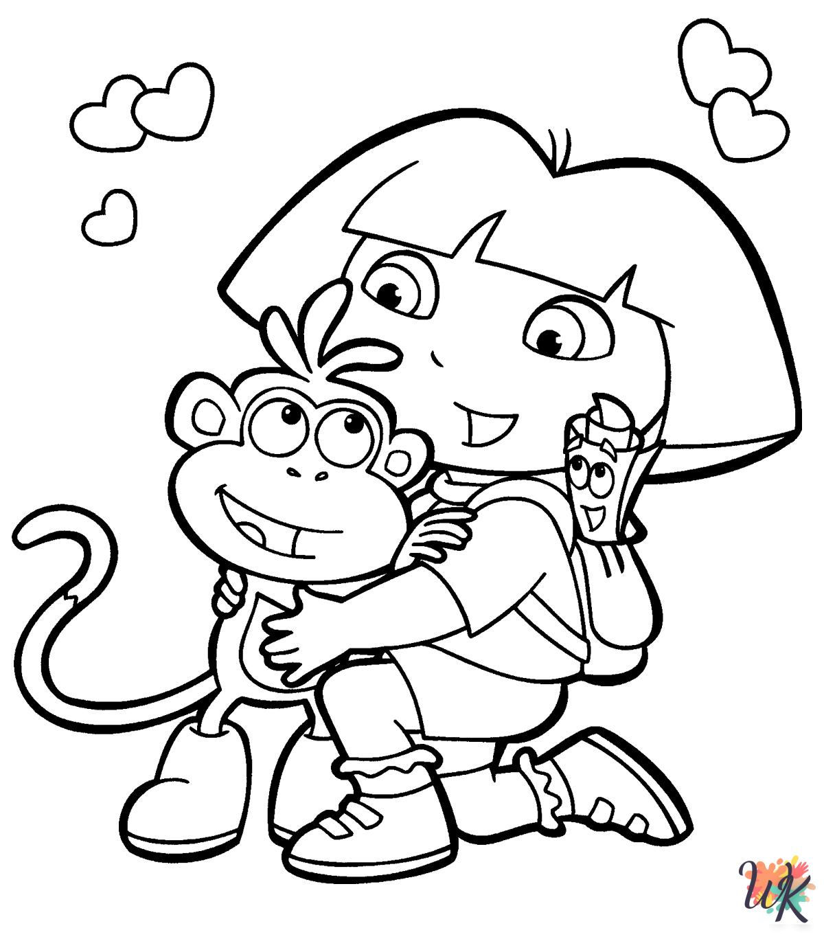 Dora Christmas coloring pages for kids