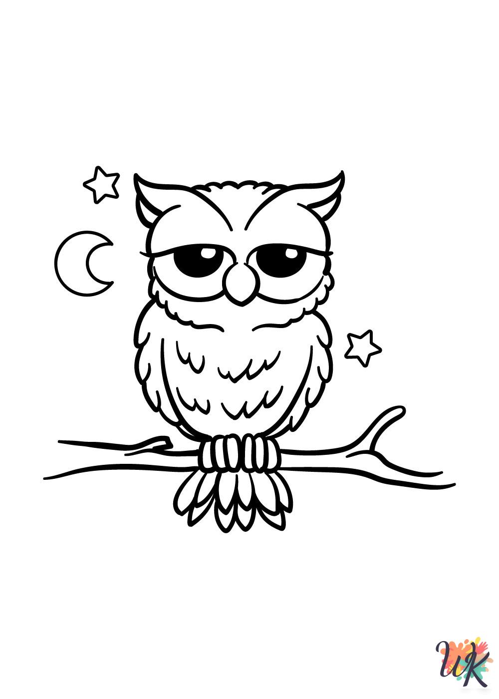 Owl coloring pages for adults easy