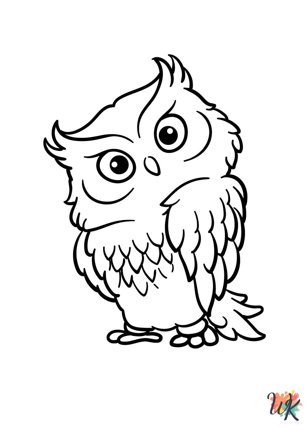 free full size printable Owl coloring pages for adults pdf