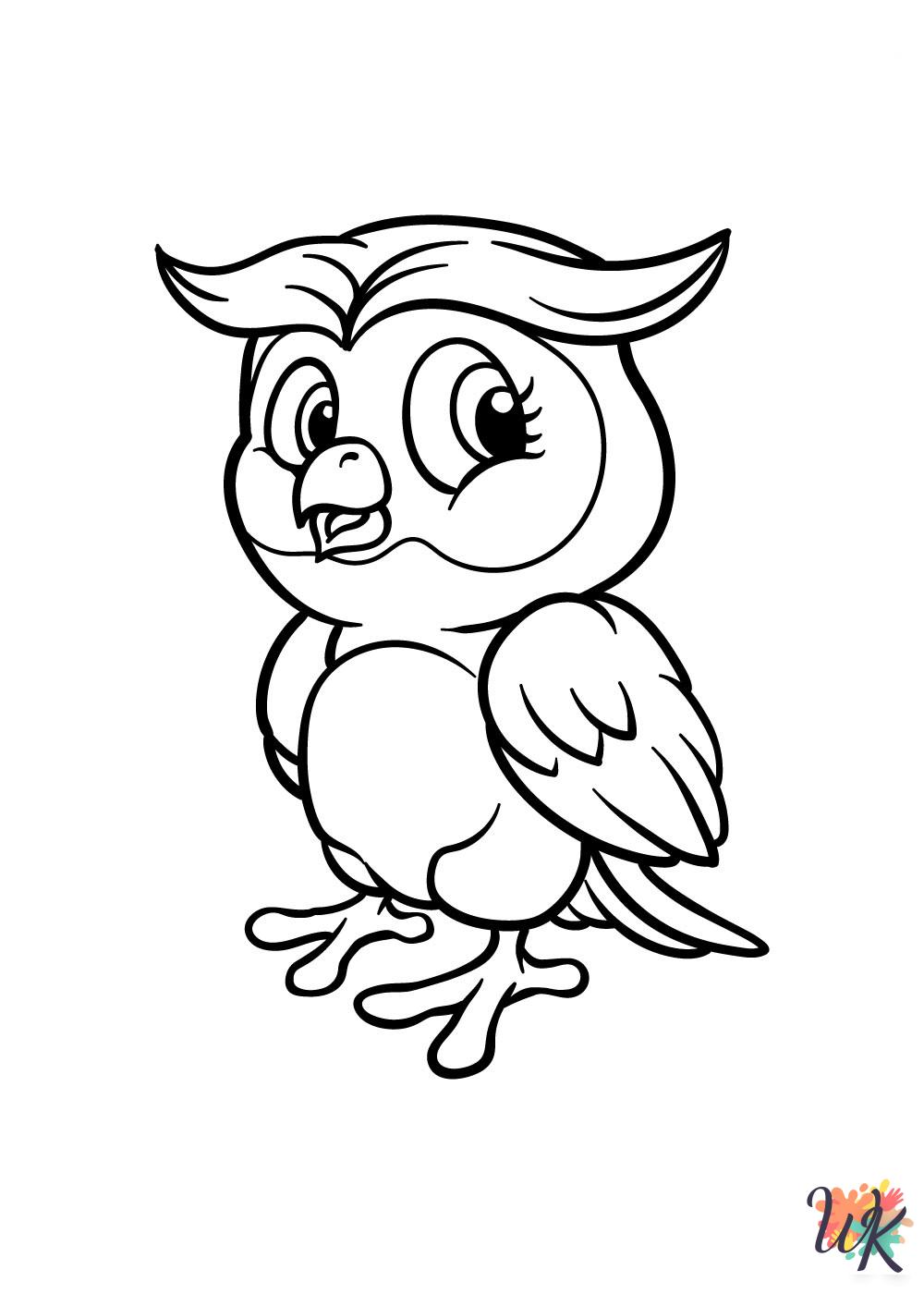 free Owl coloring pages for kids 1