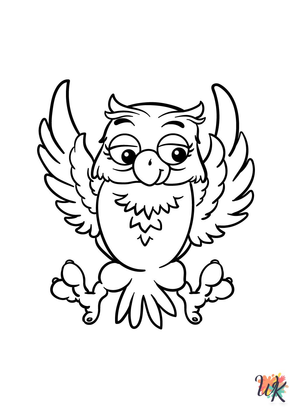 kawaii cute Owl coloring pages