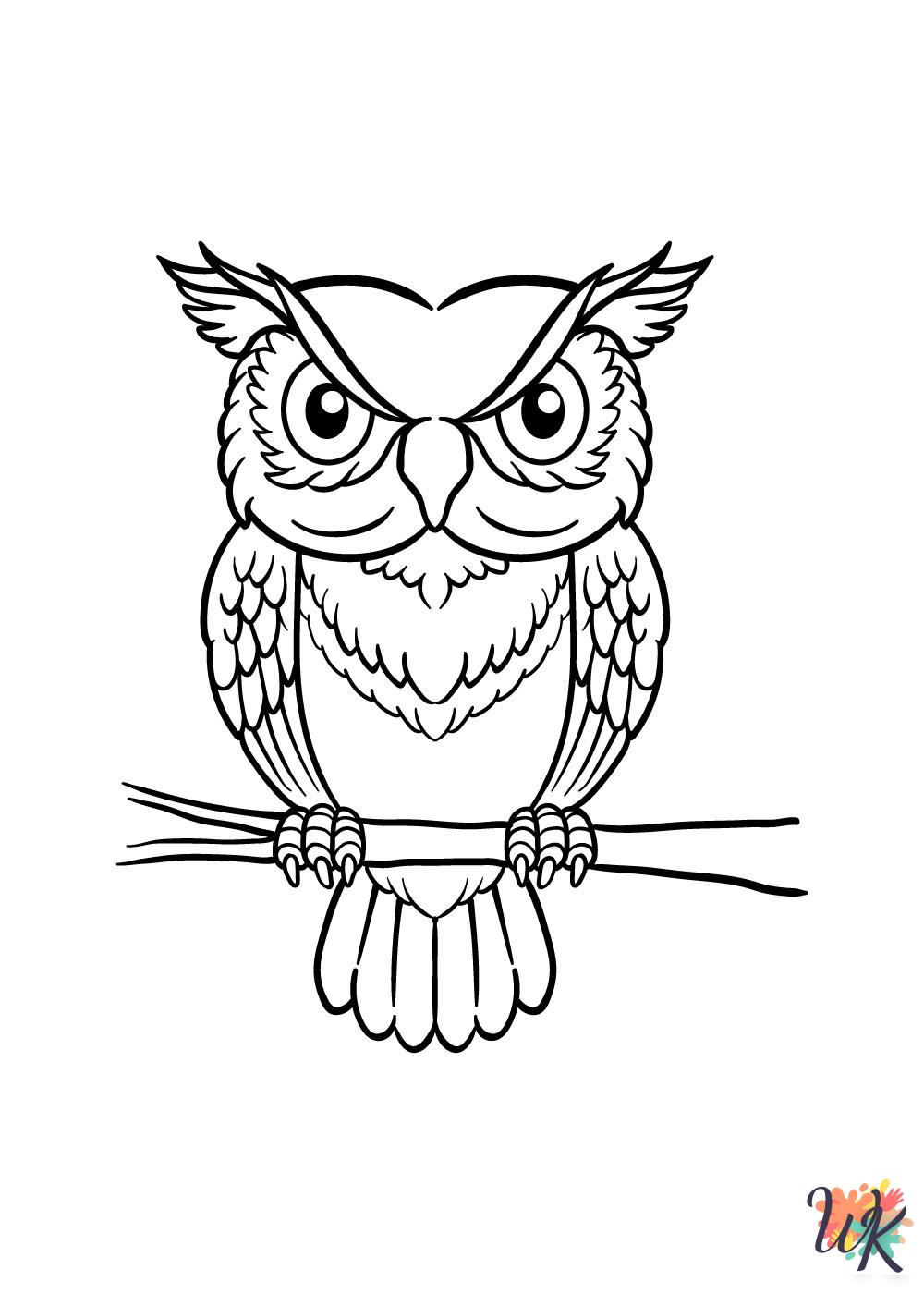 Owl coloring pages for adults easy 1