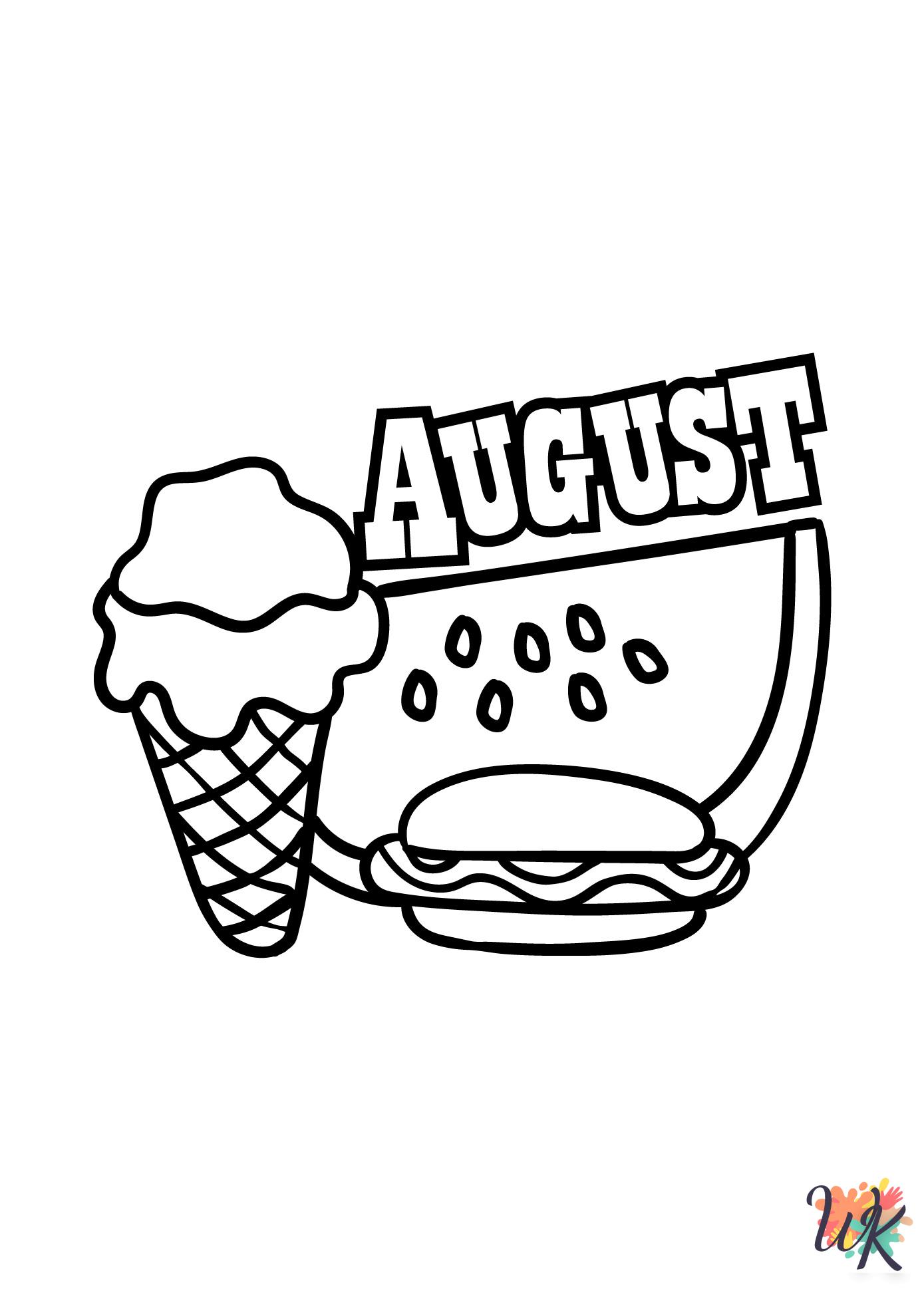 kawaii cute August coloring pages