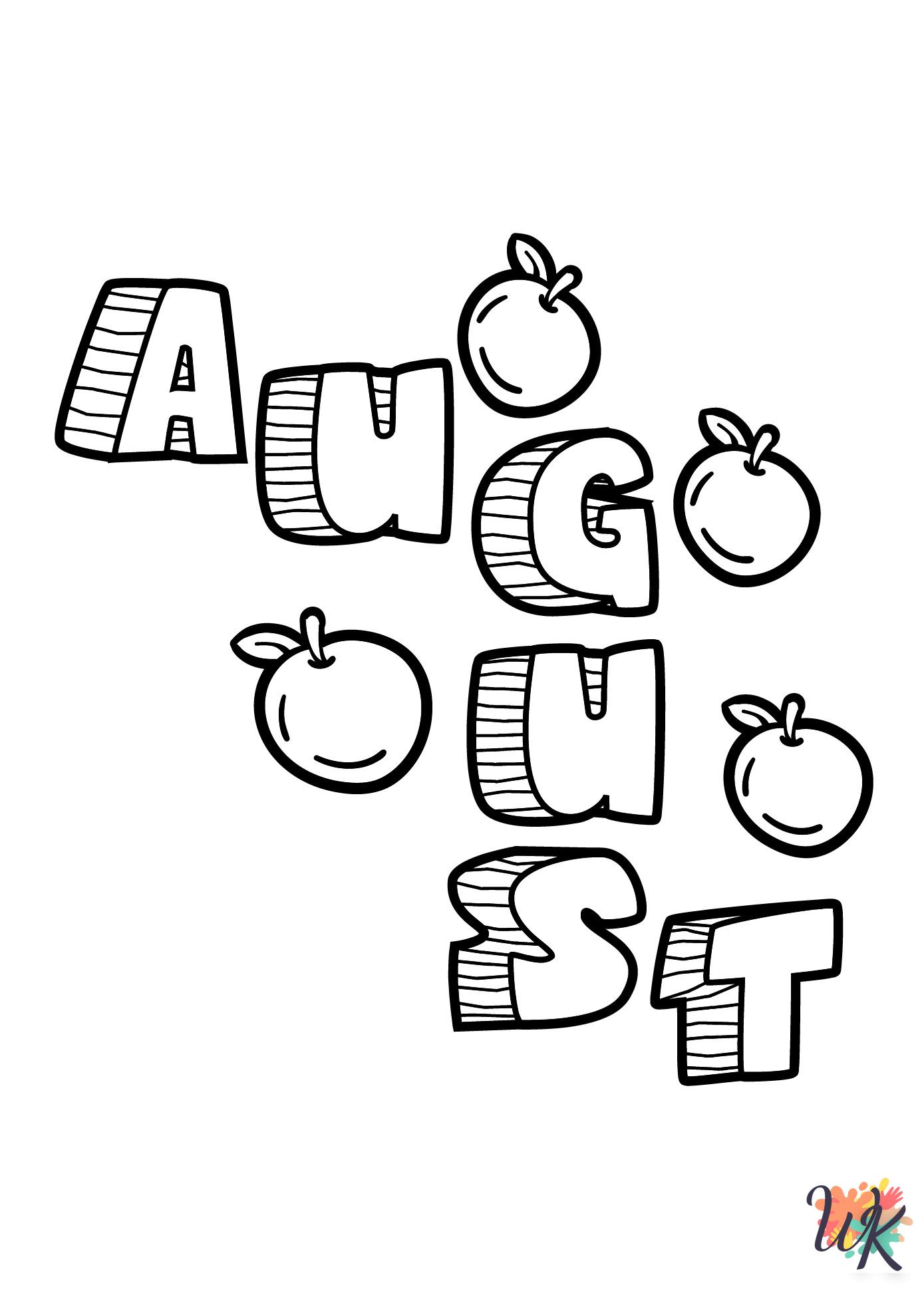 detailed August coloring pages