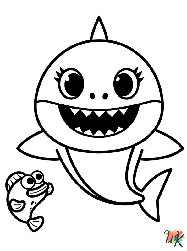 free full size printable Baby Shark coloring pages for adults pdf