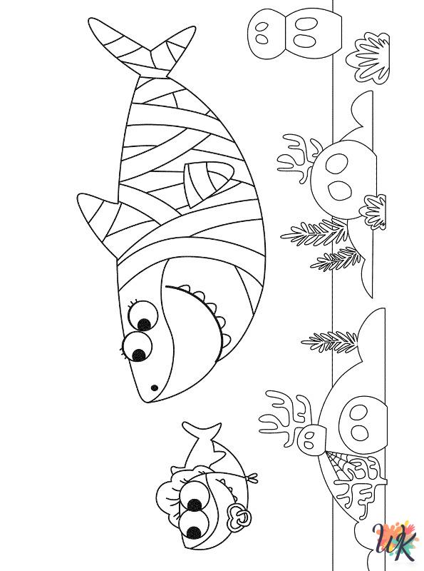 detailed Baby Shark coloring pages for adults