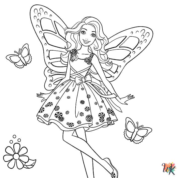 free Barbie tree coloring pages