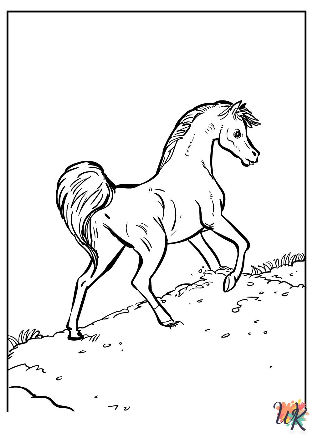 free full size printable Horse coloring pages for adults pdf