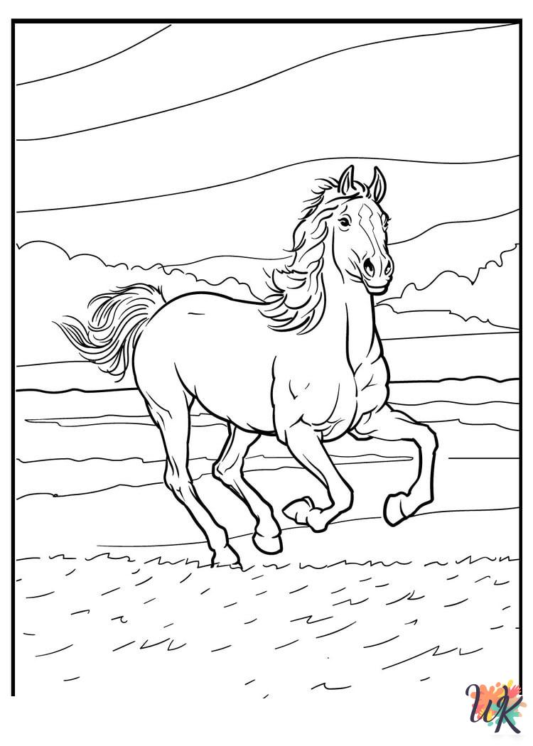 kawaii cute Horse coloring pages