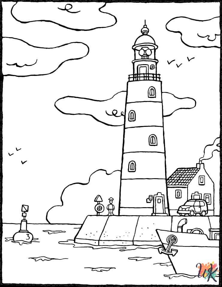 Lighthouse themed coloring pages