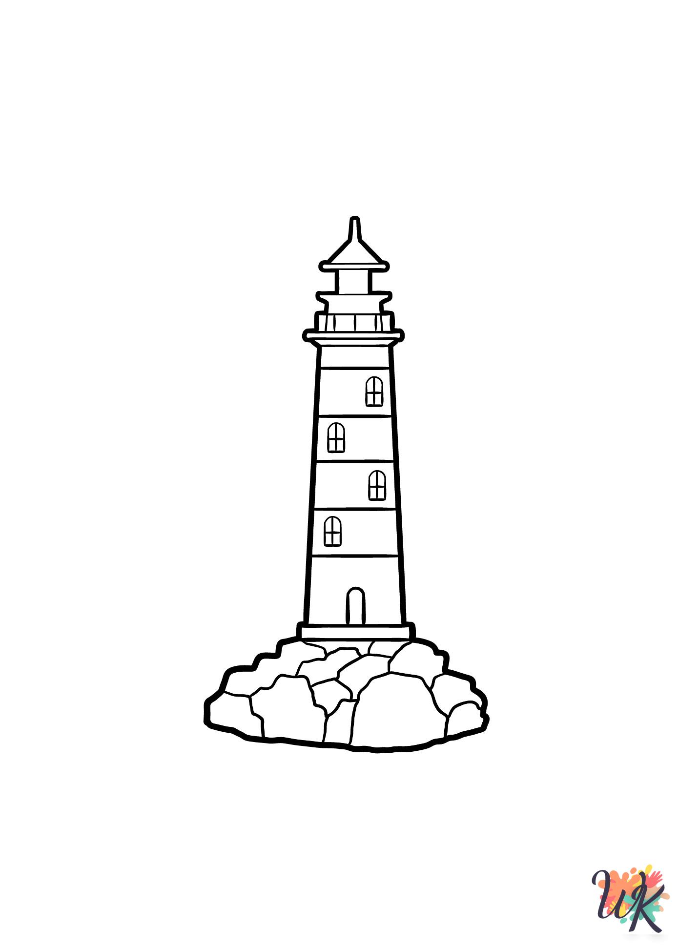 Lighthouse cards coloring pages