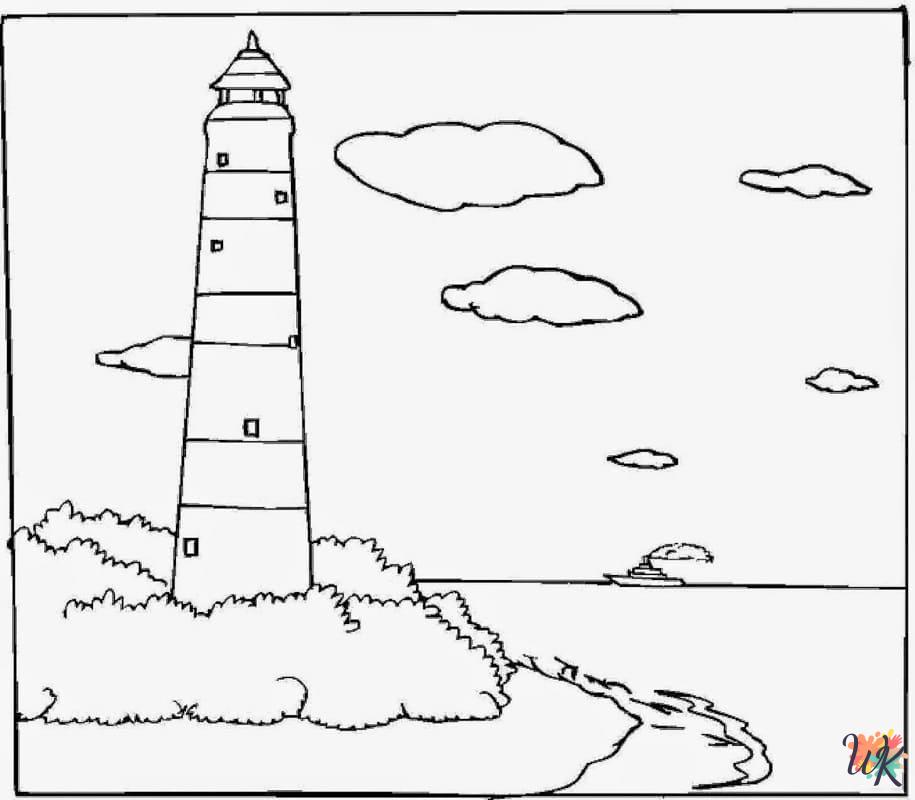 Lighthouse coloring pages for adults easy