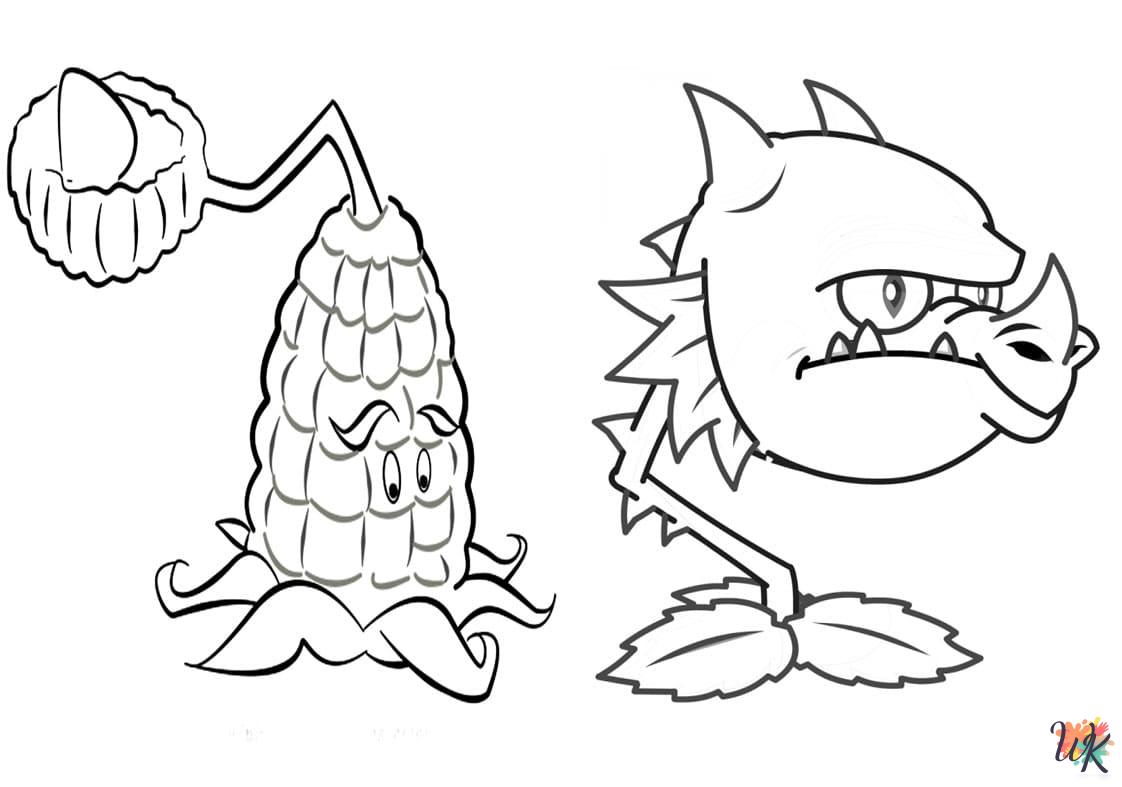 kawaii cute Plants vs. Zombies coloring pages