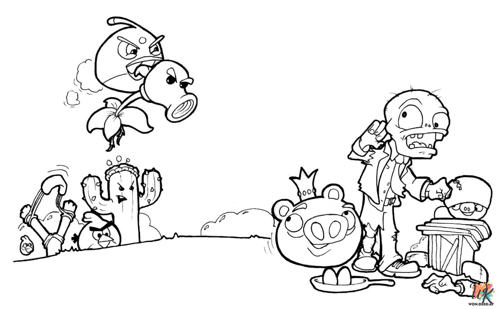 detailed Plants vs. Zombies coloring pages