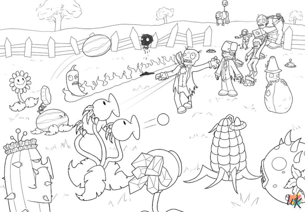 detailed Plants vs. Zombies coloring pages 1